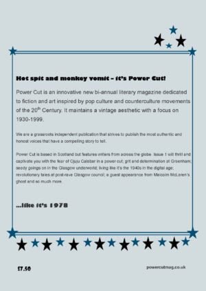 Back cover to Power Cut Literary Magazine