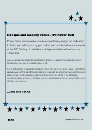 Back cover to Power Cut Literary Magazine